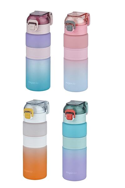 Vagonlife 600 ml Double Color Non-Slip Silicone Body Motivational Water Bottle