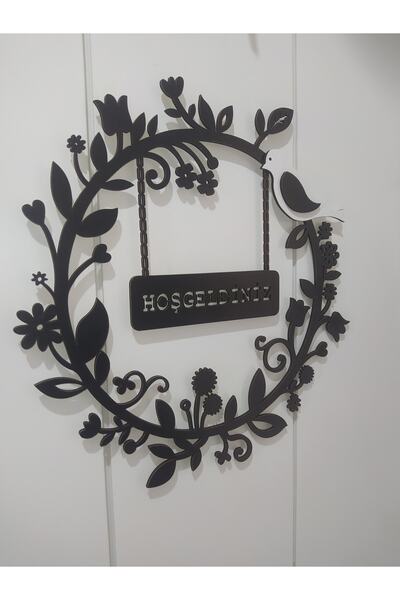 karbonsoft Welcome Written Door Wall Wooden Ornament 30 X 30 Cm