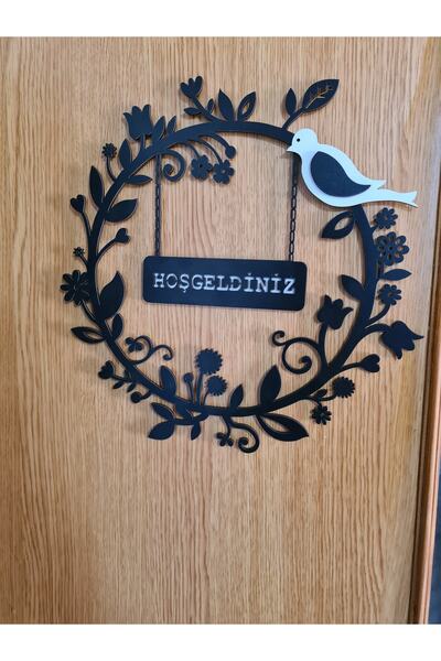 karbonsoft Welcome Written Door Wall Wooden Ornament 30 X 30 Cm