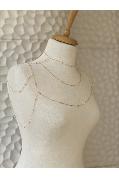 pop up store Gold Top Detay Zincir Omuz Aksesuarı