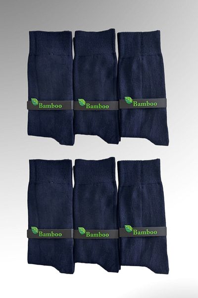 Ollero 6 чифта безшевни мъжки бамбукови чорапи, зимни, средно дебели, тъмносини