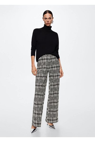 MANGO Woman Checked Tweed Trousers