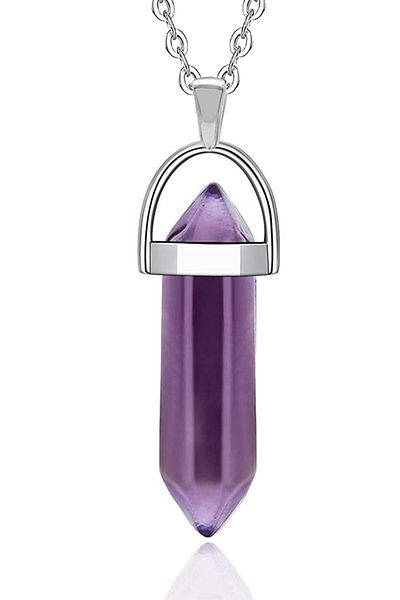 Tesbih Atölyesi Certified Nail Natural Purple Crystal Quartz Stone Pendant
