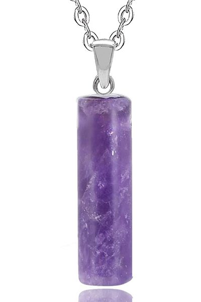 Tesbih Atölyesi Certified Cylinder Cut Natural Amethyst Stone Necklace
