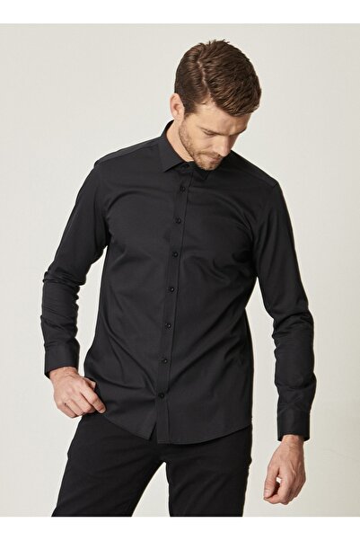 ALTINYILDIZ CLASSICS Klasik Gömlek Slim Fit Düz Siyah Erkek Gömlek - 4a2000000007