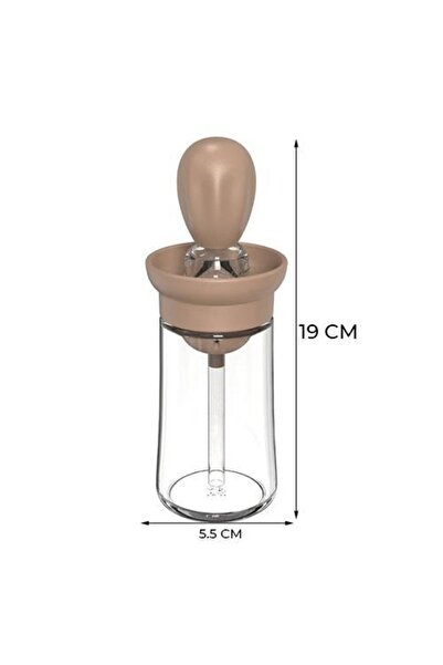 HomeTarz Cam Yağlık Hazneli Fırçalı Ölçülü Şişe Yağlık Yağ Sos Yumurta Fırçası 180 ml