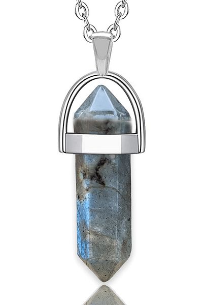 Tesbih Atölyesi Certified Nail Natural Labradorite Stone Necklace