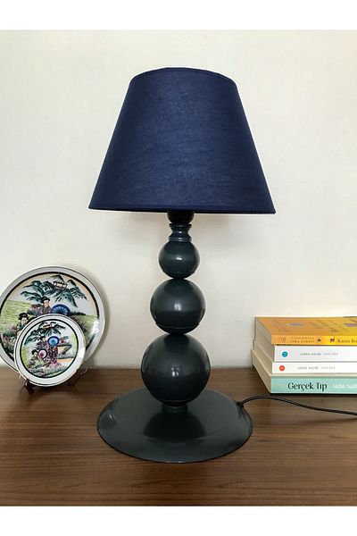 asellus Munis Series 3 Ball Conical Anthracite Lampshade Table Lamp, Decoration, Fabric Headed Lampshade, Lampshade