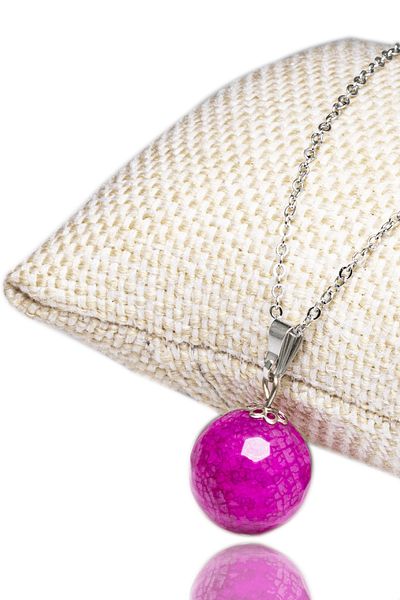 Tesbih Atölyesi Certified Faceted Natural Pink Agate Stone Necklace