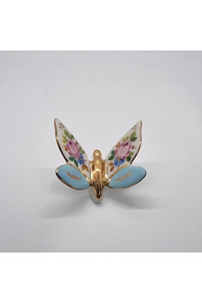 Hane7 El Boyaması Porselen Kelebek Mavi