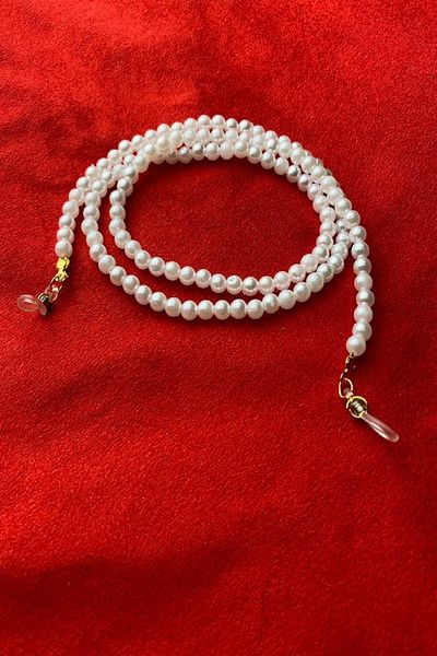Bourgogne2021 White Pearl Bead 70 Cm Glasses String