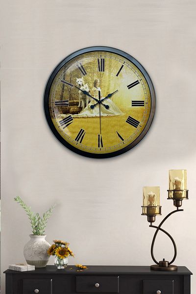 Kasva Concept Gift 40 cm Black Metal Princess Wall Clock