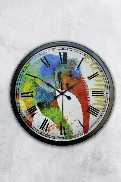 AİB STORE هدية ساعة حائط معدنية ملونة مقاس 40 سم باللون الأسود