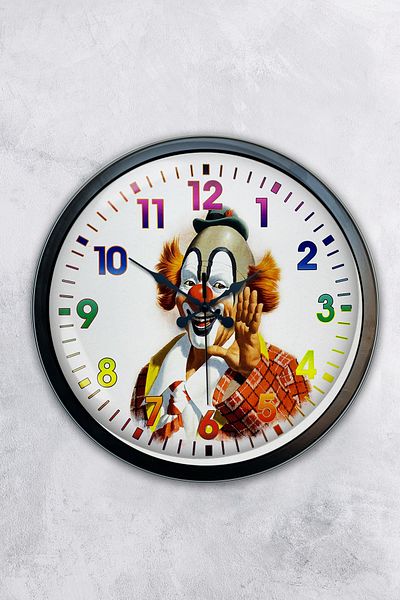 Kasva Concept Gift 40 cm Black Metal Clown Wall Clock