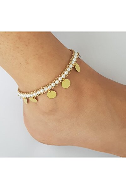 Handmade By HLY Handmade Pearl Detailed Sequin Anklet
