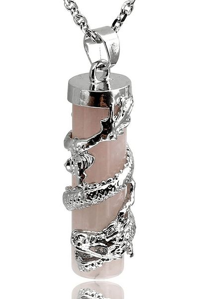 Tesbih Atölyesi Certified Filigree Embroidered Natural Light Pink Quartz Stone Necklace