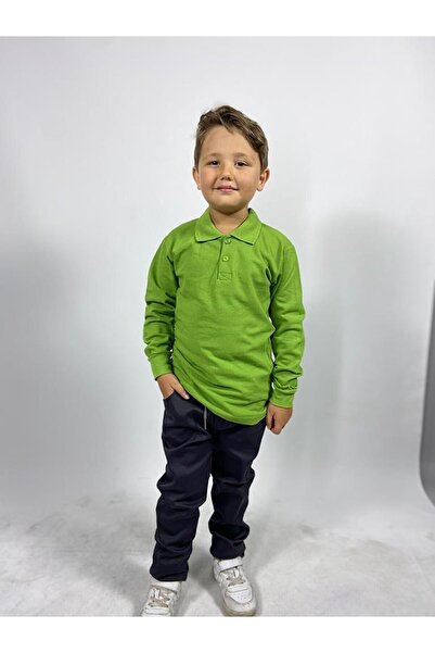 Nacar Uzun Kollu Polo Yaka Okul Giyim Kıyafet T-shirt