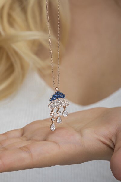 Nereze 925 Ayar Gümüş Yağmur Bulutu Damlacık Kolye