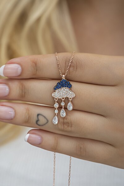 Nereze 925 Ayar Gümüş Yağmur Bulutu Damlacık Kolye