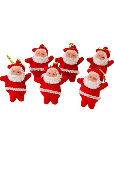 Deniz Party Store Christmas Tree Ornament Red Santa Claus 6 Pack