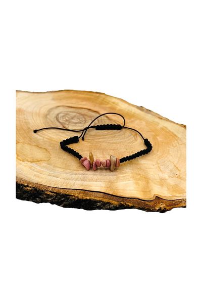 PEDRAS Natural Stone Macrame Rhodonite Bracelet
