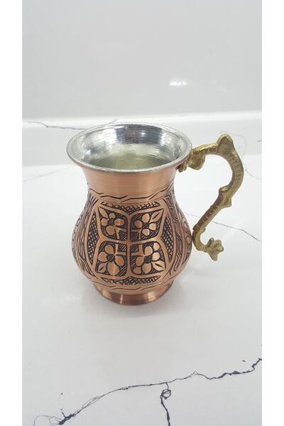 BAKIR Erzincan Dövme I El Işlemeli Oyma Ağır Kulplu Ayran Bardağı
