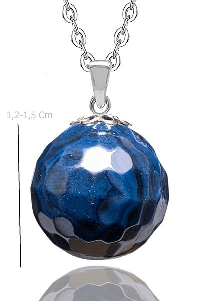 Tesbih Atölyesi Certified Faceted Blue Agate Stone Natural Stone Necklace