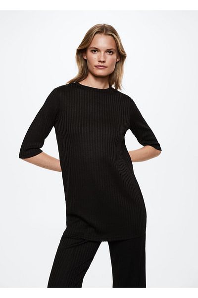 MANGO Woman Ribbed Knitwear T-Shirt