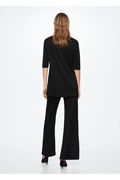 MANGO Woman Πλεκτό μπλουζάκι με ραβδώσεις