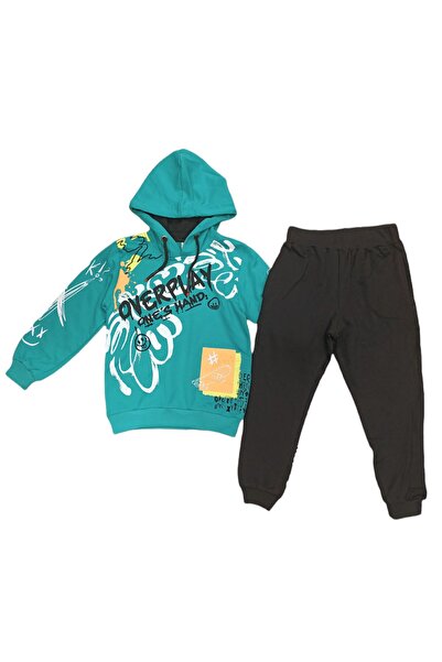 İrem Çocuk Giyim Boy's Overplay Patterned Hooded Tracksuit Set