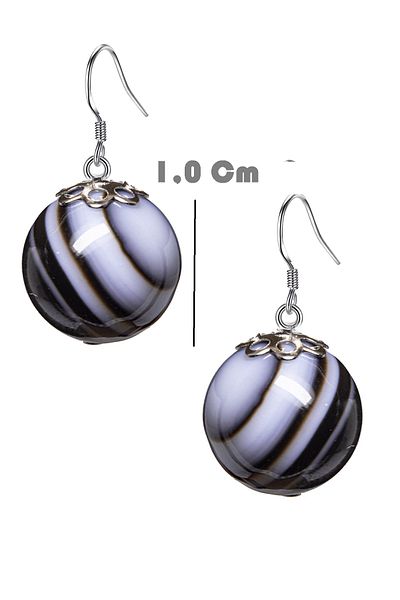 Tesbih Atölyesi Certified Black Agate Natural Stone Earrings