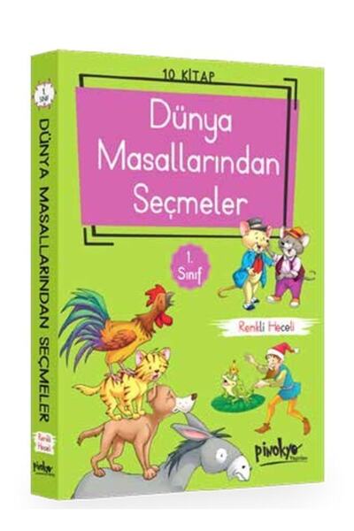 Pinokyo Yayınları Pinokyo Yayınevi Dünya Masallarından Seçmeler 1.sınıf 10 Kitap Renkli Heceli