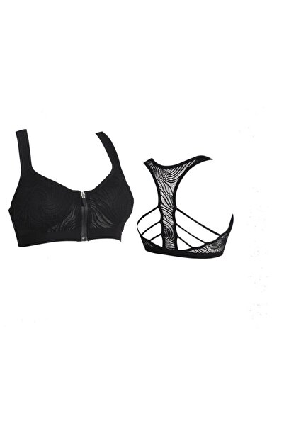 Koza Kadın Siyah Fermuarlı Fantezi Bustiyer