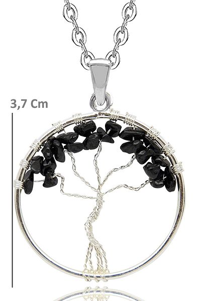 Tesbih Atölyesi Certified Black Tourmaline Tree of Life Necklace