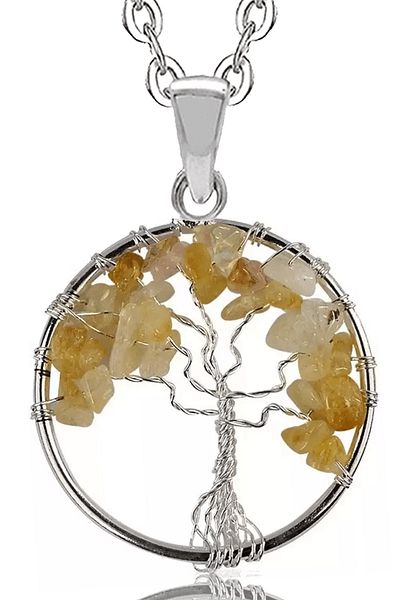 Tesbih Atölyesi Natural Citrine Stone - Certified Tree of Life Necklace