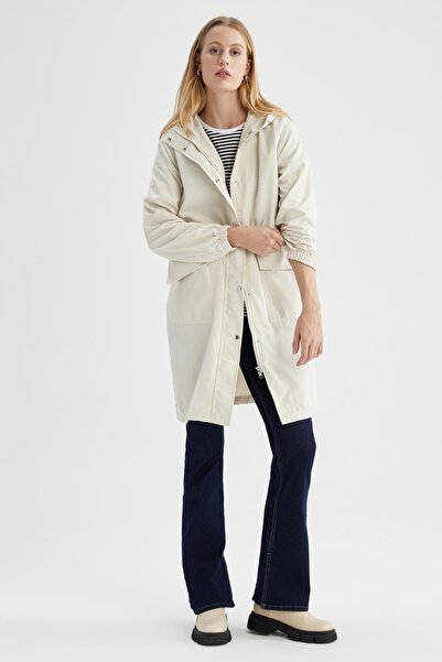 DeFacto Tenký, voděodpudivý kabát Parka s kapucí Relax Fit