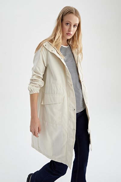 DeFacto Tenký, voděodpudivý kabát Parka s kapucí Relax Fit