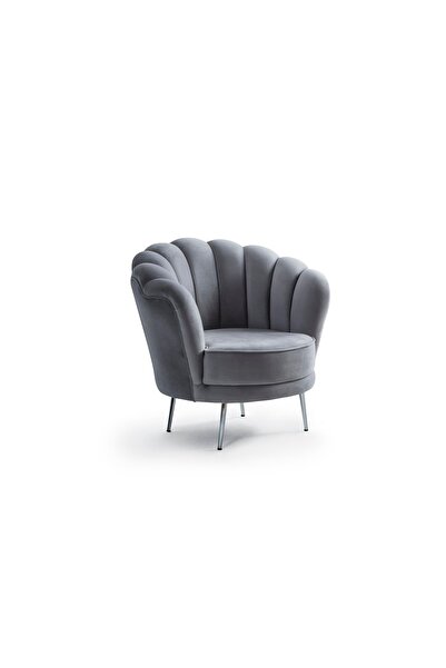 Bilgin Design Gümüş Metal Ayak Gri Papatya Berjer