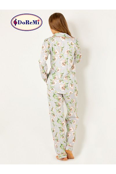 Doremi Floral Natural Viscose Soft Soft Buttoned Pajama Set New Season 1 Piece
