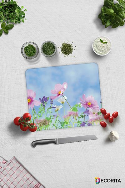 Decorita Violet Patterned |   Glass Cutting Board - Glass Cutting Board |   29cm X 34cm