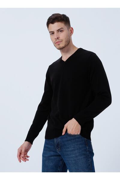 ALTINYILDIZ CLASSICS V Yaka Siyah Erkek Kazak 4a4923100002