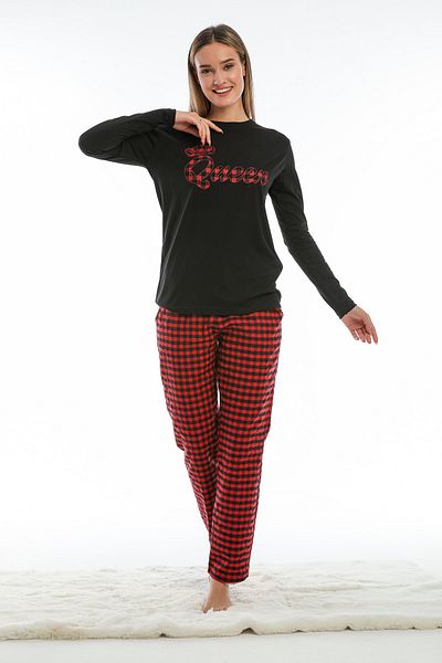 Moda Clubu Women's Queen Plaid Pajama Set (CAN BE MADE AS COUPLE'S PAJAMAS) Valentine's Day Gift