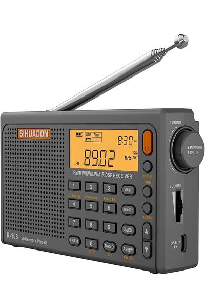 SIHUADON R108 Kısa Dalga Am Fm Radyo Lw Mw Hava Bandı