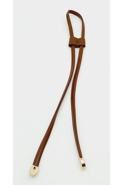 angel çanta aksesuar Tan Faux Leather Stitched Drawstring Light Gold Metal
