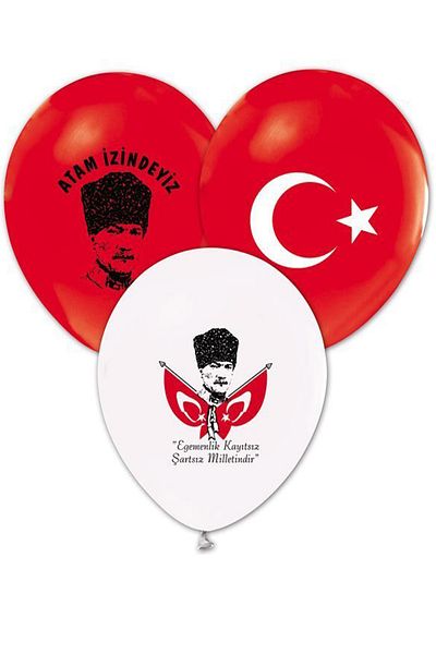 Parti dolabı 8 Flags Balloons with Turkish Flag and Atatürk Printed Red and White Balloons 23 April 19 May Decorations