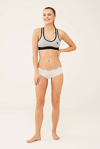 U.S. Polo Assn. Chiloți de damă din lycra din bumbac cu talie înaltă - piele alb-negru