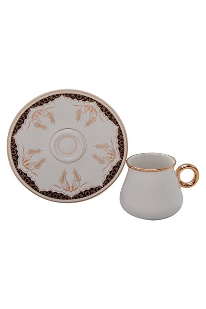 Otantik 6 Kişilik Kahve Fincan Takımı - White Tulip