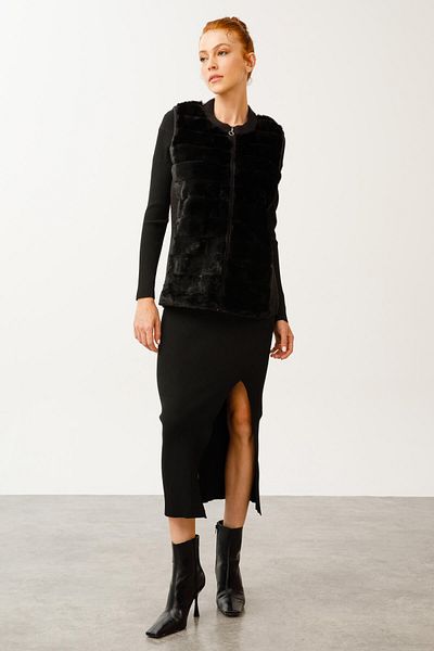 Butik Triko Plush Combination Knitwear Short Vest