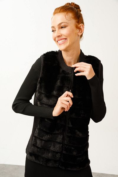 Butik Triko Plush Combination Knitwear Short Vest