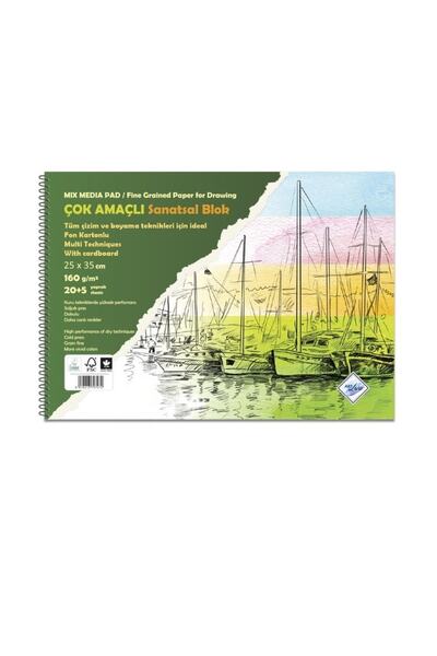 art liva Çok Amaçlı Sanatsal Resim Defteri Blok Fon Kartonlu 25x35 Cm 160 Gr ...
